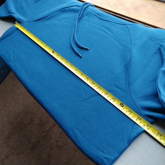 Zenana Teal Side Tie Hoodie 1X longline sweatshirt pullover asymmetrical - Picture 8 of 11